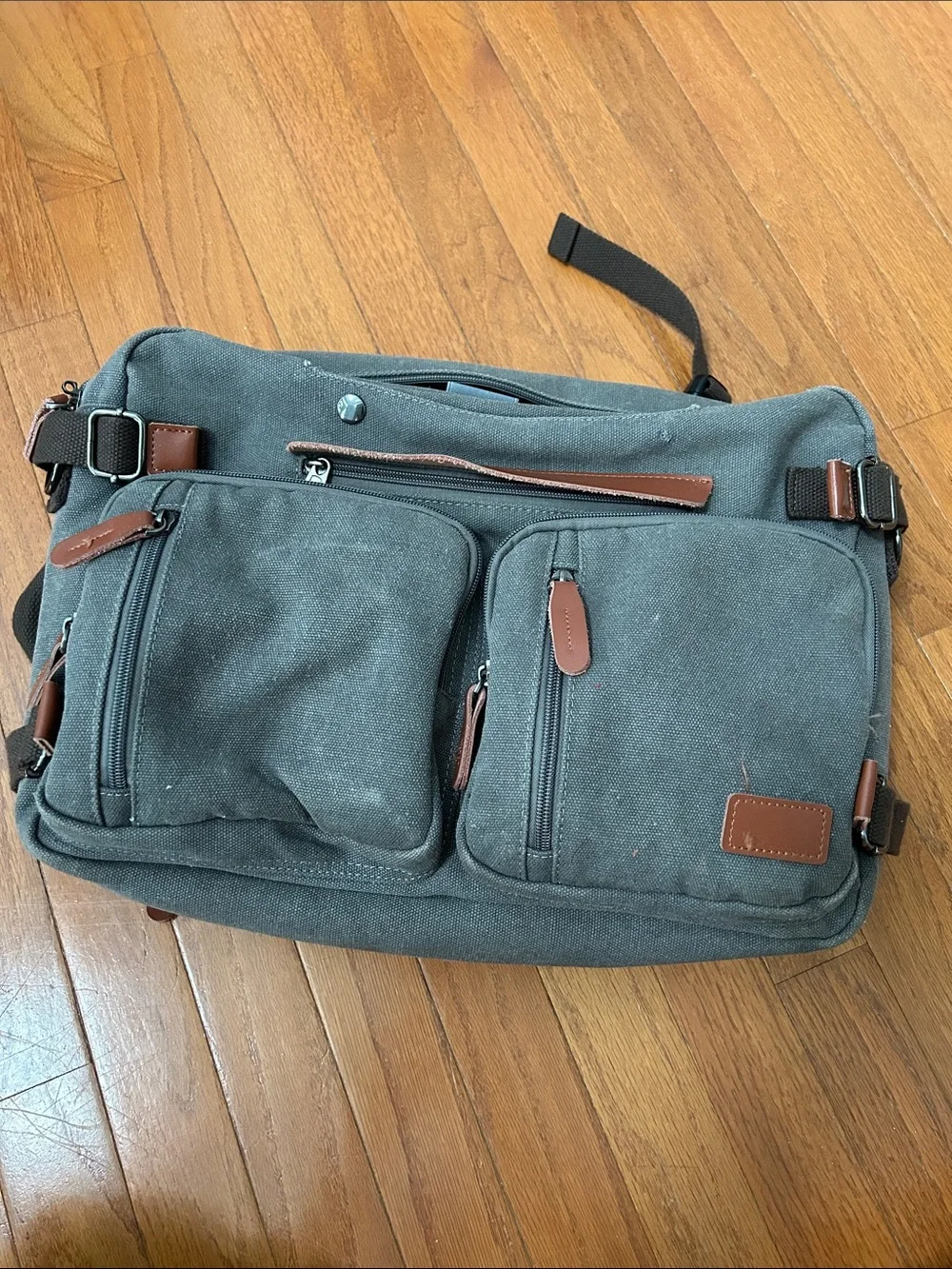 Men's Canvas Backpack/Laptop Bag in Slate Gray